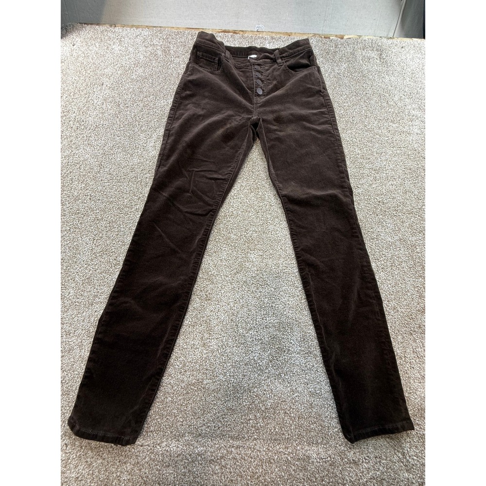 Cabi Brown Corduroy Button Fly Slim Straight Pants Womens 6 Velvet Texture